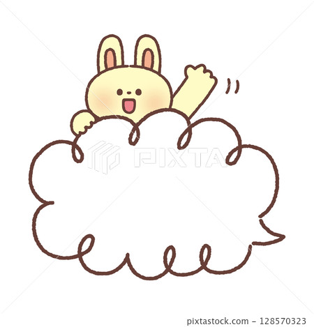 Waving rabbit and speech bubble - Stock Illustration [128570323] - PIXTA