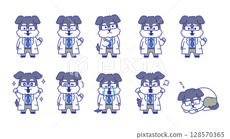 Dog doctor (veterinarian) illustration set Dog doctor (veterinarian) illustration set 128570365