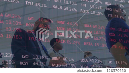 Image of statistic processing over business people at conference Image of statistic processing over business people at conference 128570630