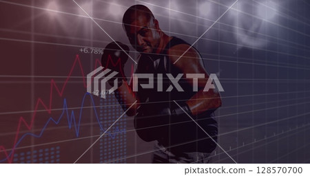 Image of graphs and data processing over mlboxer and floodlights 128570700
