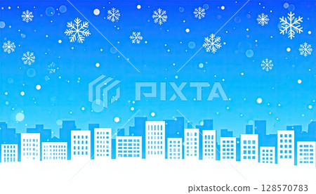 《AI image》Snowy night cityscape 128570783