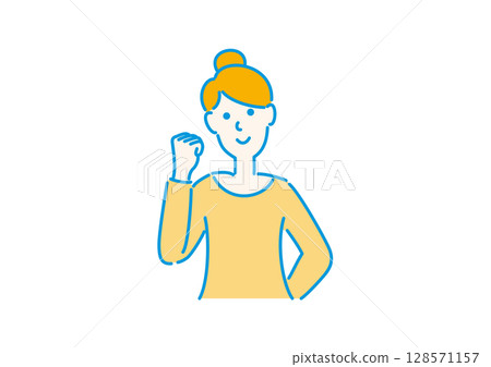 A woman doing a guts pose 128571157