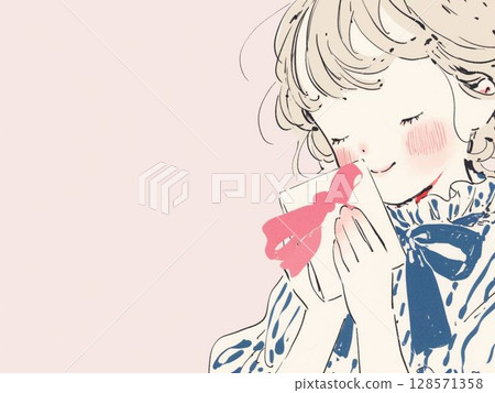 A young girl holding a gift with care A young girl holding a gift with care 128571358