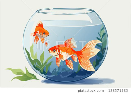Goldfish in a goldfish bowl, Japanese style, Japan 128571383