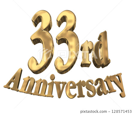 3DCG文字“33週年/33週年紀念馬克·斯帕克” 128571453