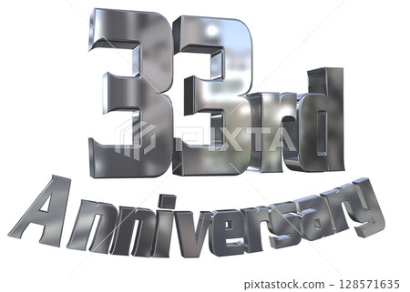 3DCG文字“33週年/33週年紀念馬克·斯帕克” 128571635