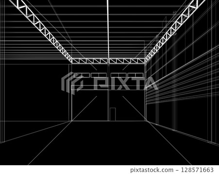 3d rendering of interior warehouse 3d rendering of interior warehouse 128571663