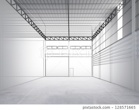 3d rendering of interior warehouse 128571665