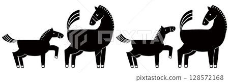 Simple parent and child horse zodiac illustration 128572168