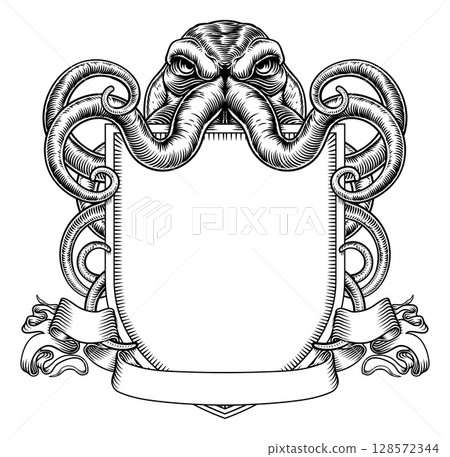Octopus Cthulhu Heraldic Coat of Arms Shield Octopus Cthulhu Heraldic Coat of Arms Shield 128572344