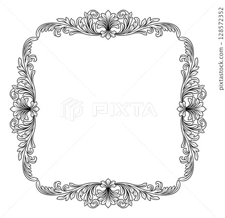 Filigree Heraldic Crest Motif Floral Pattern Frame Filigree Heraldic Crest Motif Floral Pattern Frame 128572352