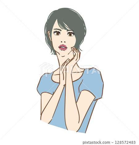 時裝模特兒風格美的女性上身 128572483