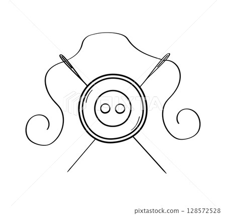 Logo design for taylor, atelier. Icon button needle thread, the concept of sewing and repairing clothes. Vector illustration on a white background. 128572528