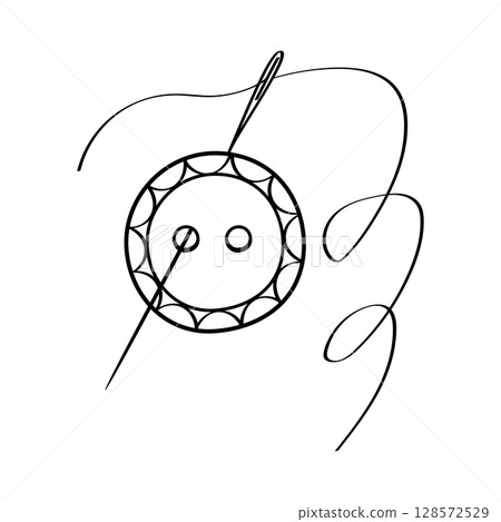 Logo design for taylor, atelier. Icon button needle thread, the concept of sewing and repairing clothes. Vector illustration on a white background. Logo design for taylor, atelier. Icon button needle thread, the concept of sewing and repairing clothes. Vector illustration on a white background. 128572529