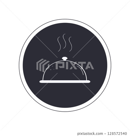 Covered dish doodle icon. Kitchen chef design logo template. Vector illustration on a white background. Covered dish doodle icon. Kitchen chef design logo template. Vector illustration on a white background. 128572540