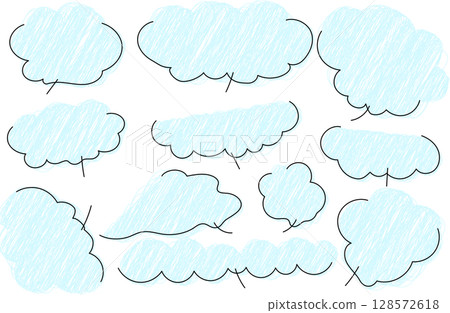 Handwritten fluffy speech bubble set Handwritten fluffy speech bubble set 128572618