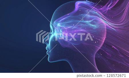 Abstract Human Silhouette With Colorful Light Effects Representing Creativity and Imagination in a Futuristic Design Abstract Human Silhouette With Colorful Light Effects Representing Creativity and Imagination in a Futuristic Design 128572671