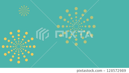 Image of orange fireworks on green background 128572989