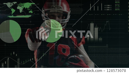 Image of digital interface over american football player 128573078
