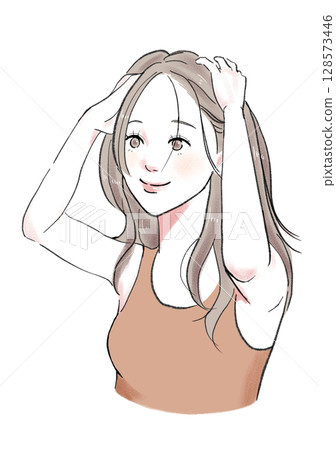 Stock Illustration: Woman, scalp massage, beauty 128573446