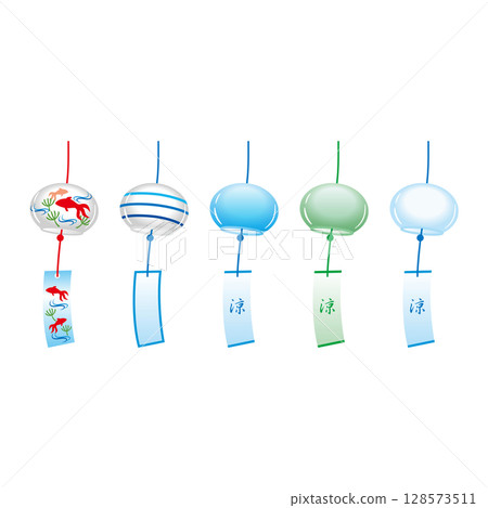 Wind chime illustration set Wind chime illustration set 128573511