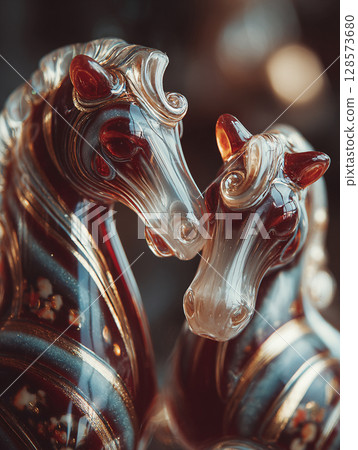 Glass horse couple ornament AI image 128573680