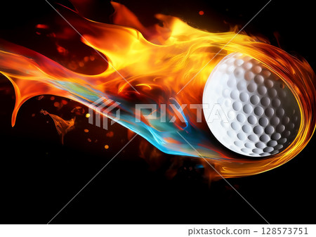 燃燒的高爾夫球的 3d 插圖 128573751