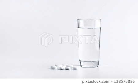 AI Image: Glass of water and medicine 128573886