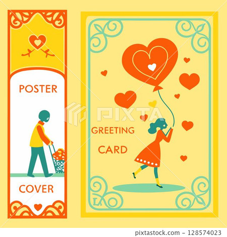 vector illustration of a woman, girl and man with a gift box. vector illustration of a woman, girl and man with a gift box. 128574023