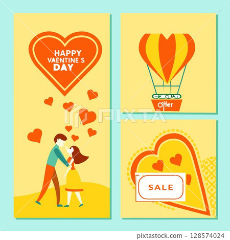 vector illustration of a woman, girl and man with a gift box. 128574024