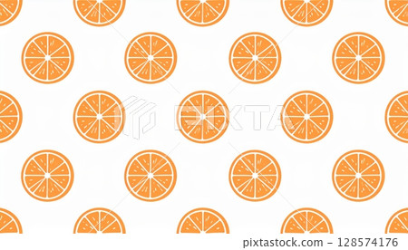 Seamless citrus fruit pattern: fresh orange, lemon, and lime slices on a vibrant tropical background, perfect for healthy food and juice designs Seamless citrus fruit pattern: fresh orange, lemon, and lime slices on a vibrant tropical background, perfect for healthy food and juice designs 128574176