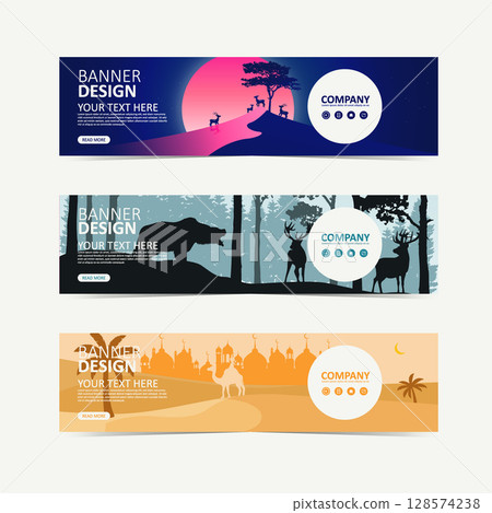 Creative Wildlife Silhouette Banner Templates Creative Wildlife Silhouette Banner Templates 128574238