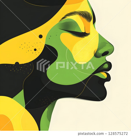 minimal vector social post with abstract green yellow black shapes and jamaica title 128575272