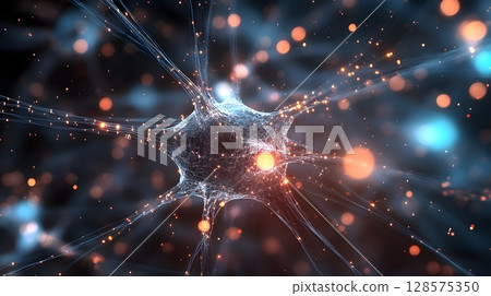 Neural network visualization in 3D render 128575350