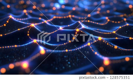 Neural network visualization in 3D render 128575351