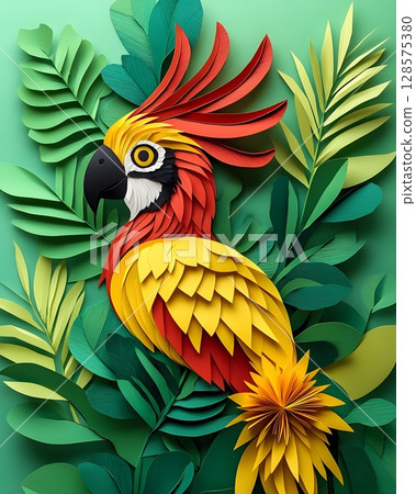 stylized cut paper of national bird with jamaican flag as background stylized cut paper of national bird with jamaican flag as background 128575380