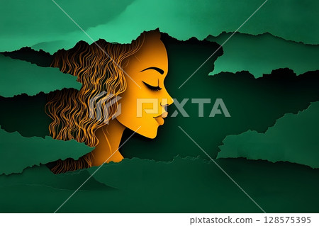 flag of jamaica stylized as cut-out paper folded layers 128575395