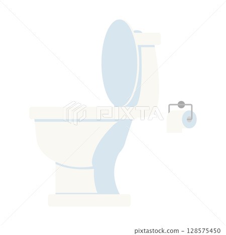 Illustration of a Toilet and Toilet Paper Illustration of a Toilet and Toilet Paper 128575450