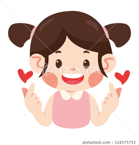 Illustration of Girl Doing Finger Heart Gesture Illustration of Girl Doing Finger Heart Gesture 128575733
