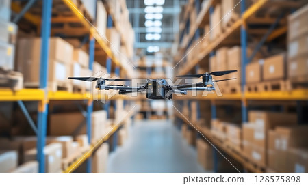 Warehouse automation with AR-guided drones for stocktaking 128575898