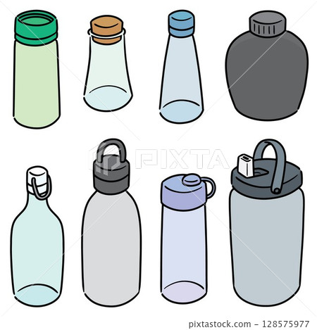 vector set of water bottle 128575977