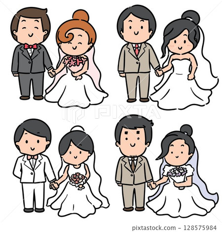vector set of wedding couple 128575984