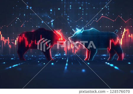 vector bull and bear chart with arrows 128576070