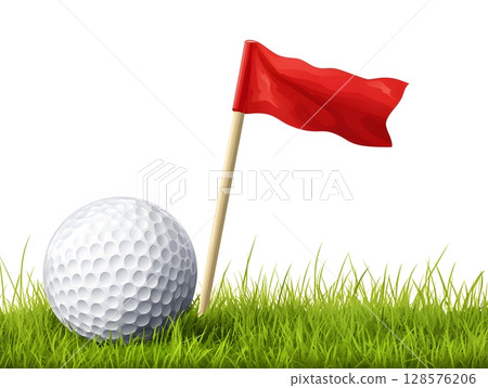 minimal golf ball tee and flag collection clipart 128576206