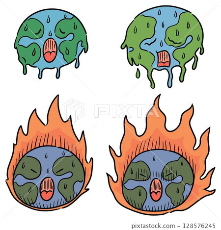 vector set of global warming vector set of global warming 128576245