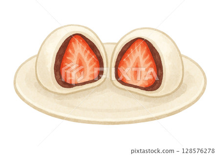 [Japanese sweets] Illustration of strawberry daifuku 128576278