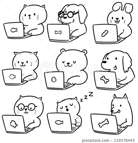 vector set of animal office worker vector set of animal office worker 128576443