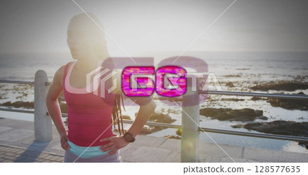 6g text banner against african american fit woman performing exercise on the promenade 6g text banner against african american fit woman performing exercise on the promenade 128577635
