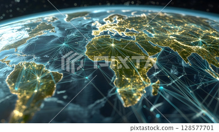 holographic globe showing real-time cargo ship status, holographic globe showing real-time cargo ship status, 128577701