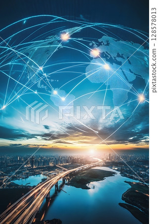 smart global transport network connecting continents, 128578013